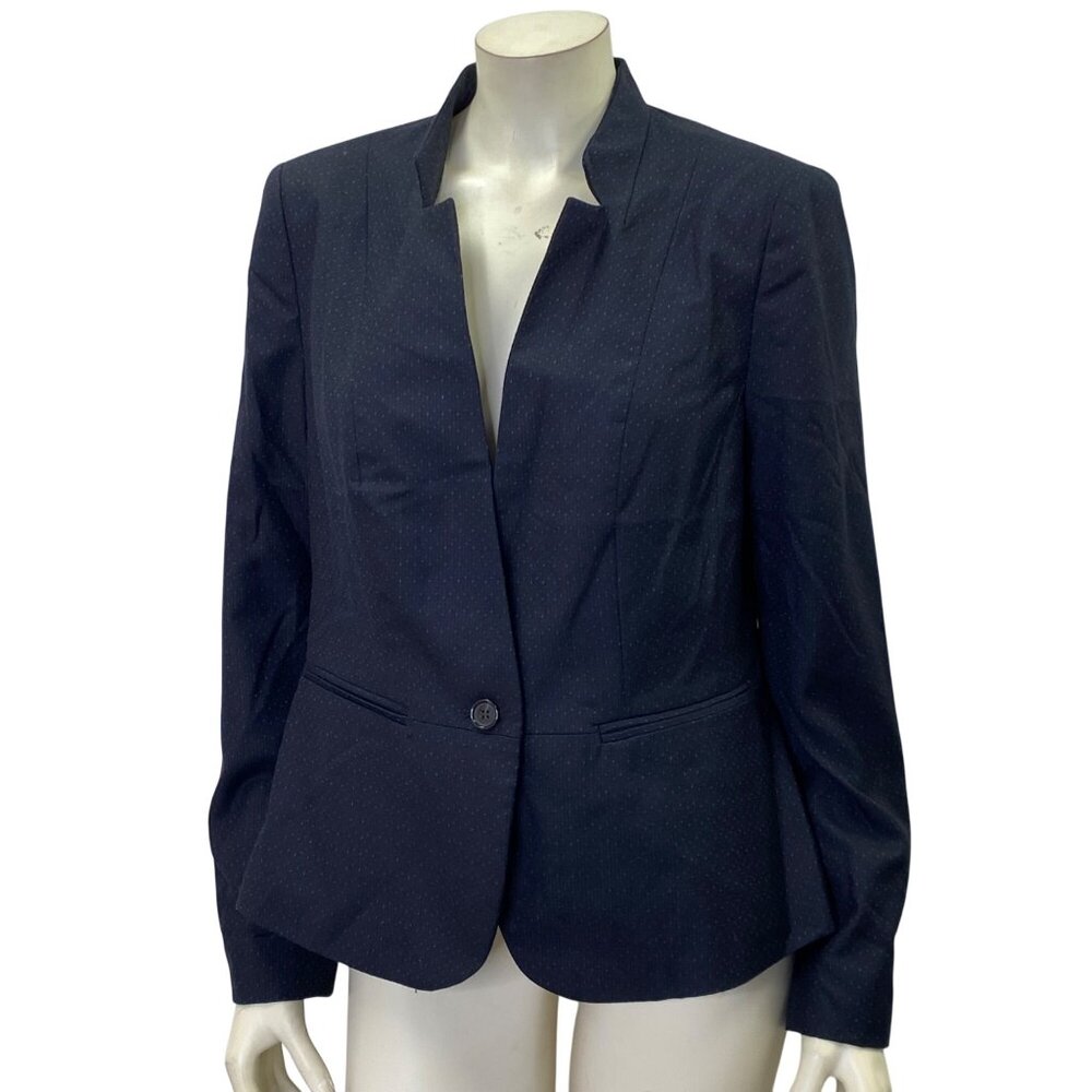Worthington Womens Blazer Jacket w/ Pin Dots Button Front‎ Notched Collar L NWT